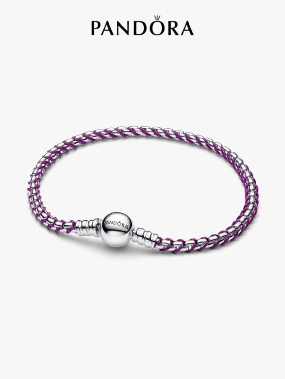 Pandora Purple Cord Box Chain Bracelet